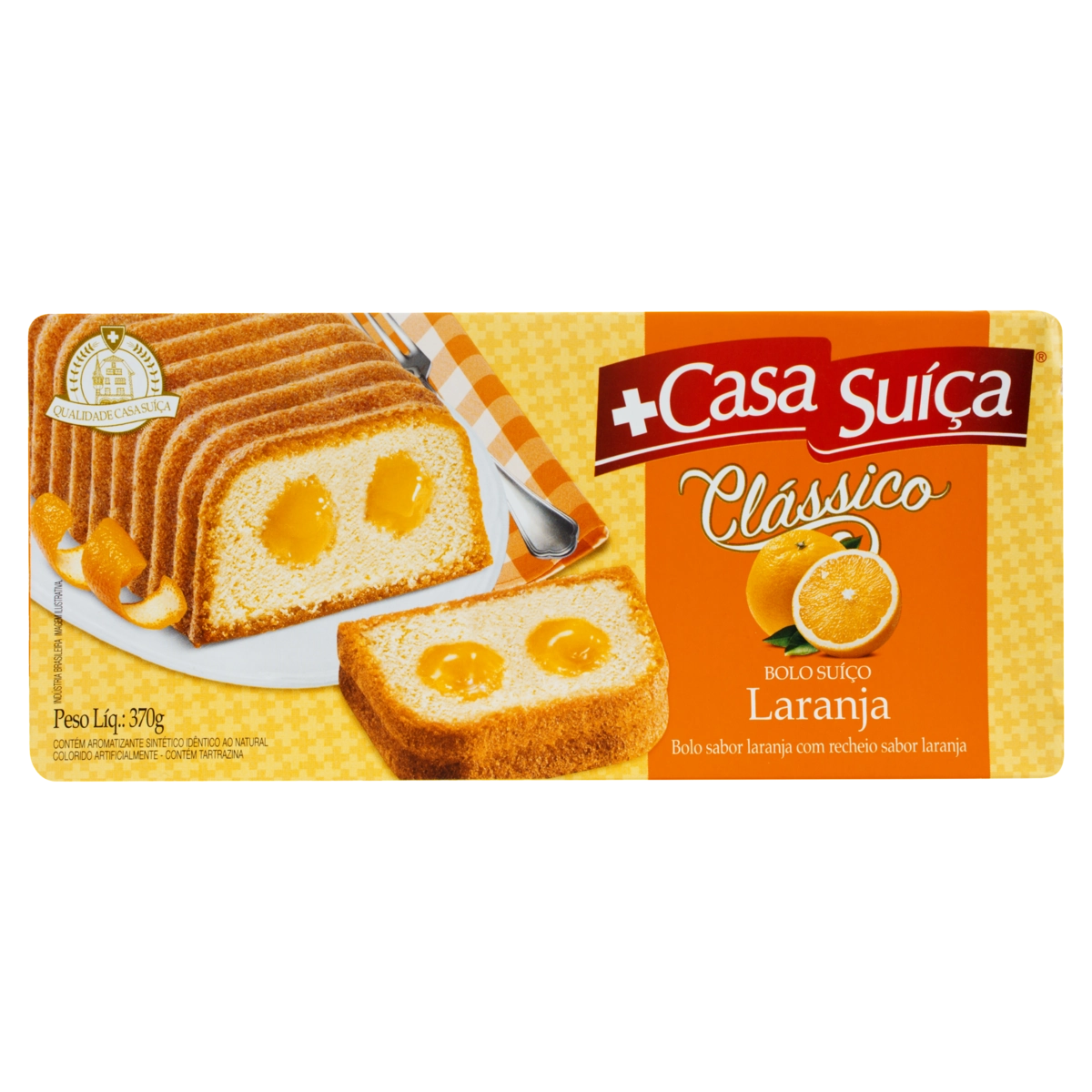 Bolo Suíço Laranja Recheio Laranja Casa Suíça Premium Caixa 370g