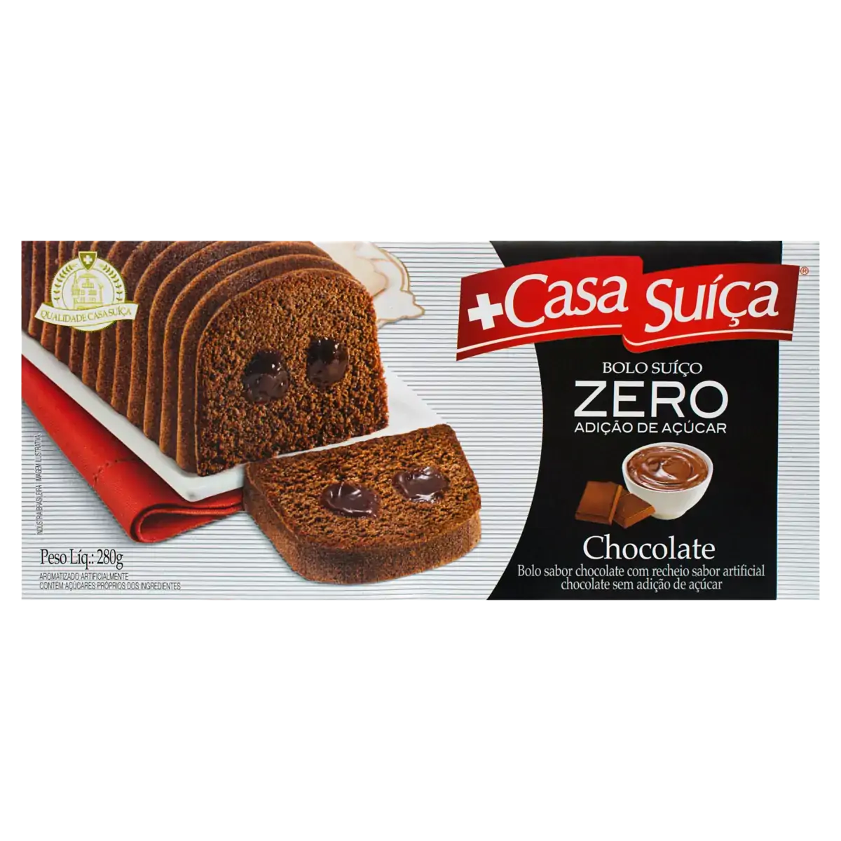 Bolo Suíço Chocolate Recheio Chocolate Casa Suíça Caixa 280g