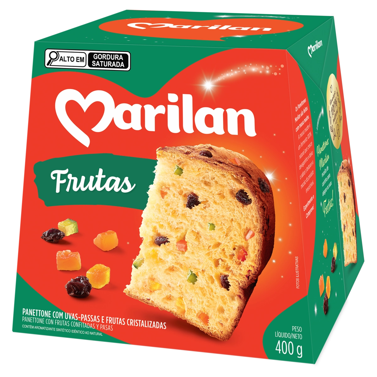 Panettone Com Frutas Cristalizadas E Uvas Passas Marilan Caixa 400g