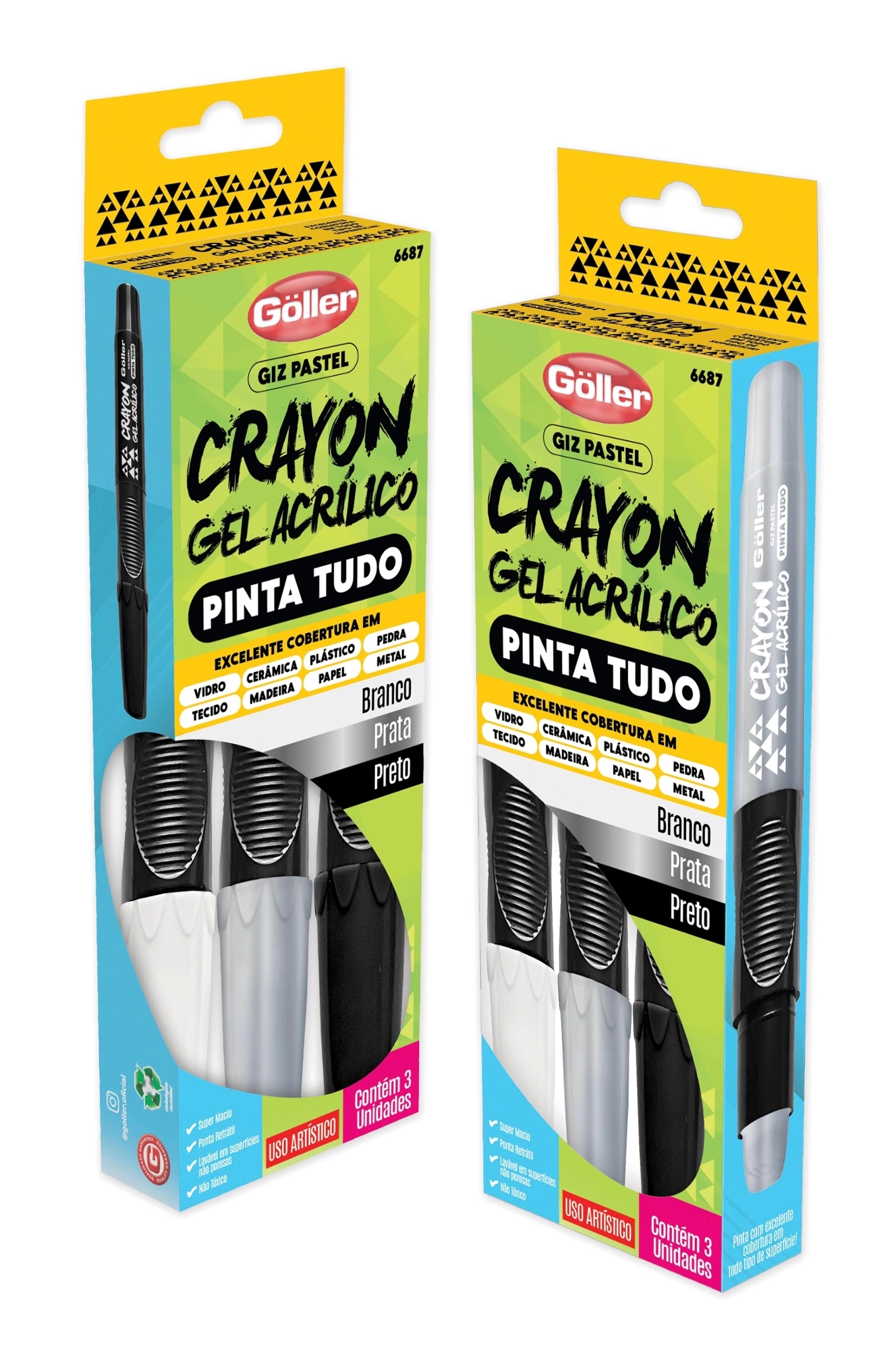 Marcador Crayon Gel Acrilico Oasis Pto Bco Pta 3un G 1687 Daiwa
