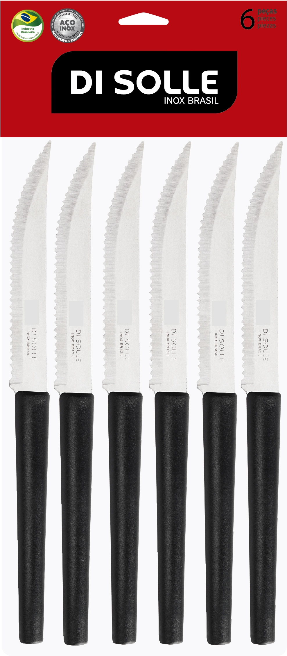 Cjto Millenium Preto Facas Churrasco C/6pcs