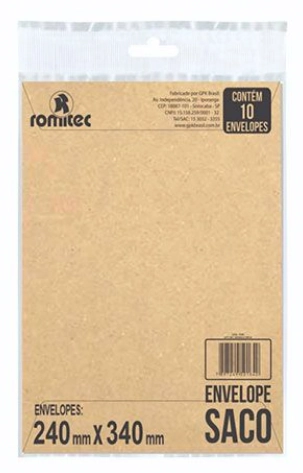 Envelope Saco Kraft Natural 75g 240x340 Kn34  R Cx 10 Un