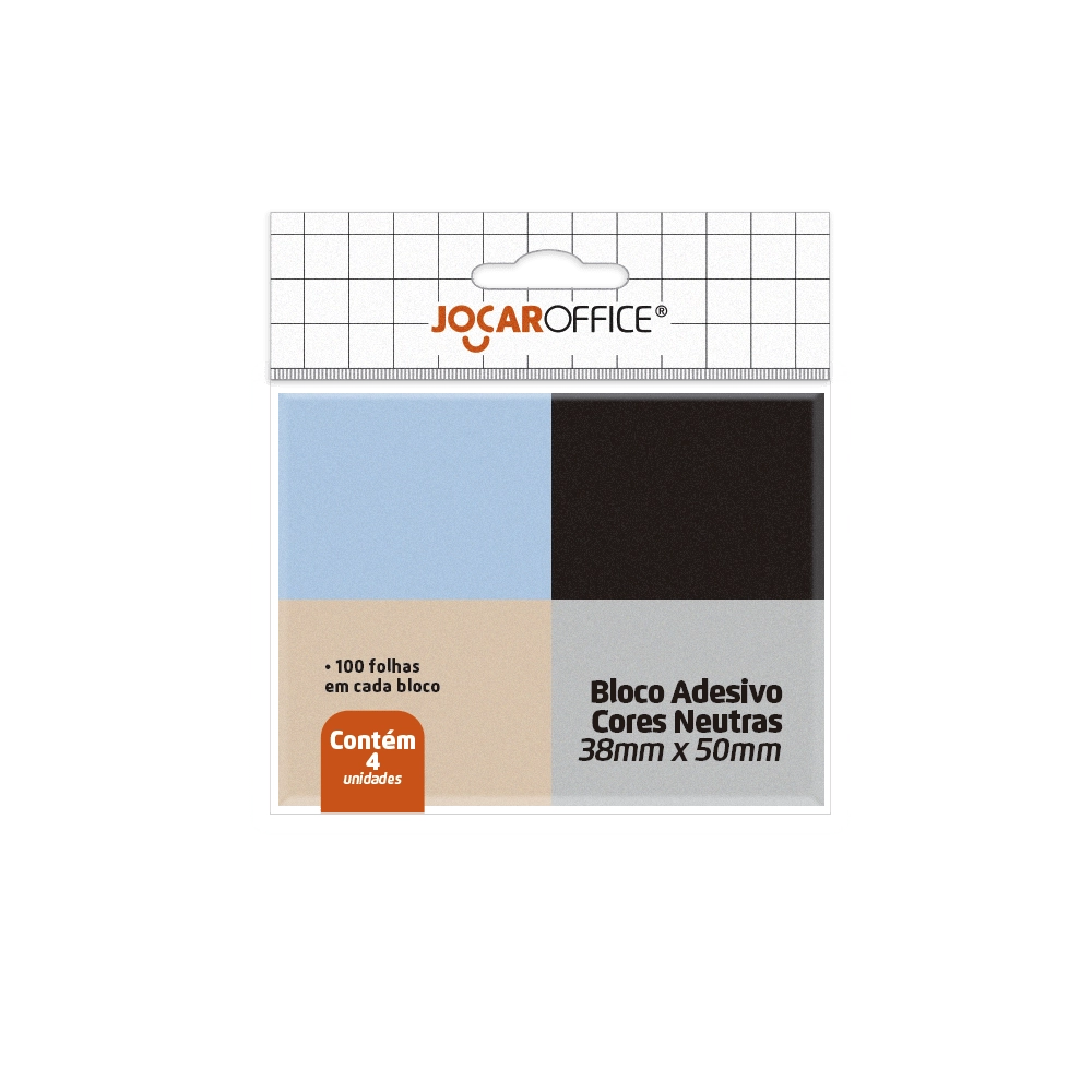 Bloco Adesivo Cores Neutras 38x50mm 4un 100f Blister 91141 Leonora