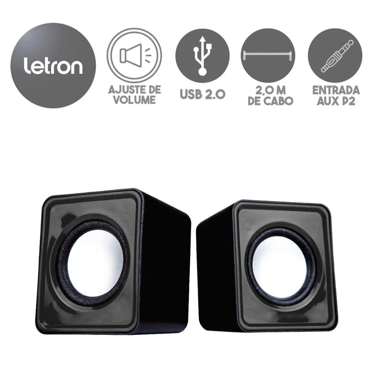 Caixa Som Pc Office Flow Letron Preto 74365 Leonora
