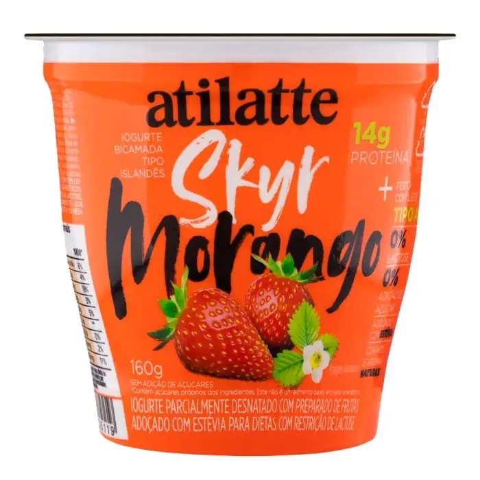 Iogurte Parcialmente Desnatado Skyr Morango Zero Lactose Atilatte Pote 160g