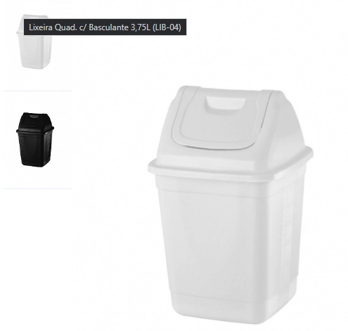 Lixeira Quadrada Basculante 3,75l