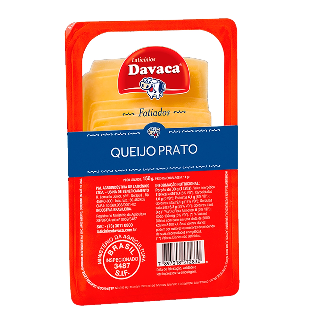 Queijo Prato Da Vaca 150g Fatiada