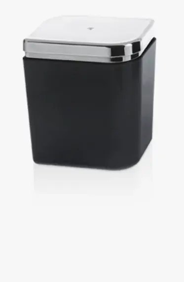 Porta Algodao Cromo Petala Preto E Prata Ou