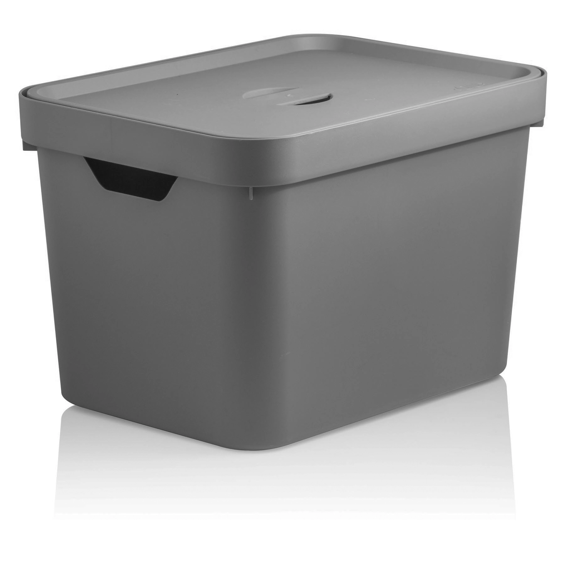 Caixa Organizadora Cube M 18l Com Tampa Chumbo Ou