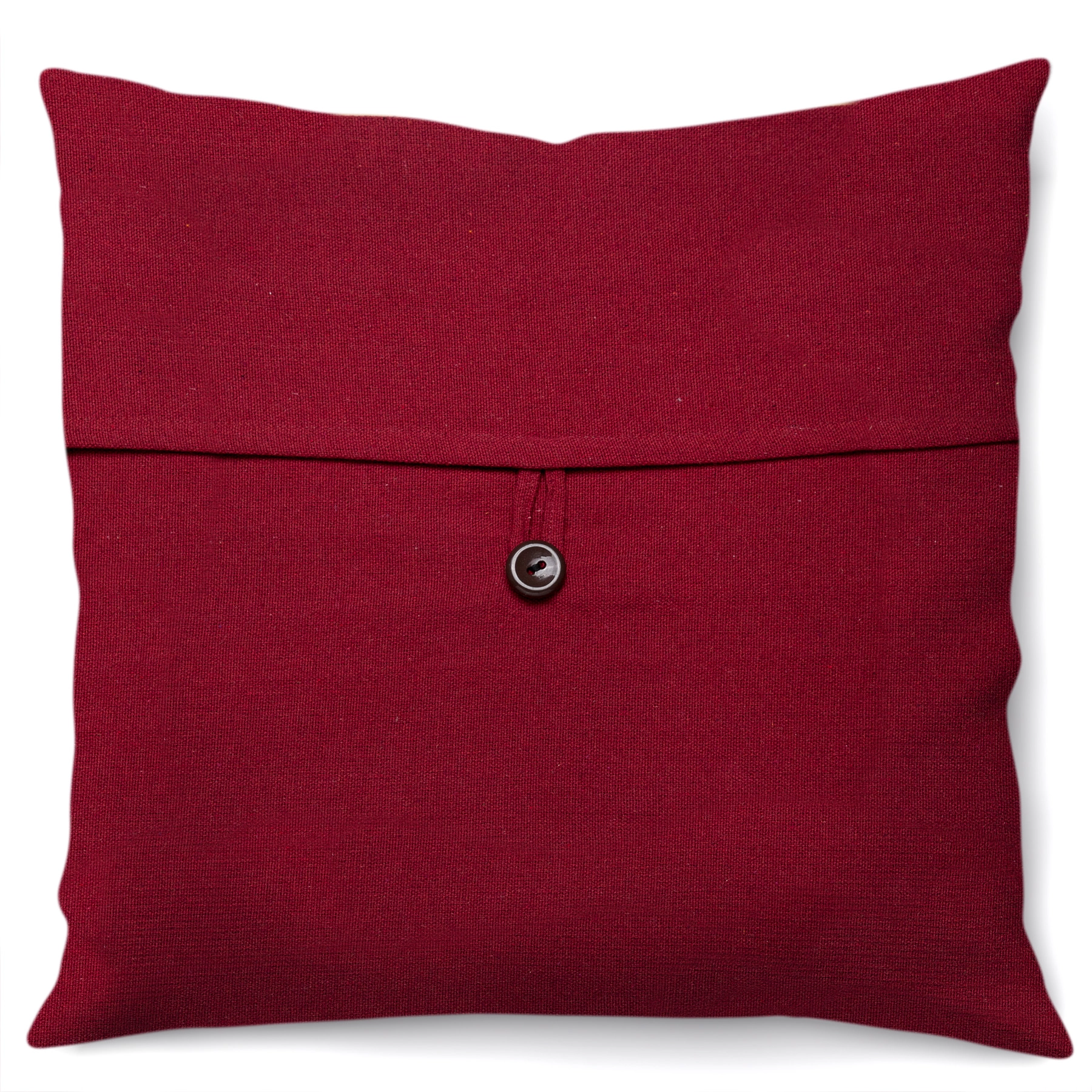 Almofada Artesanal Solid Botao Bordo 40x40cm