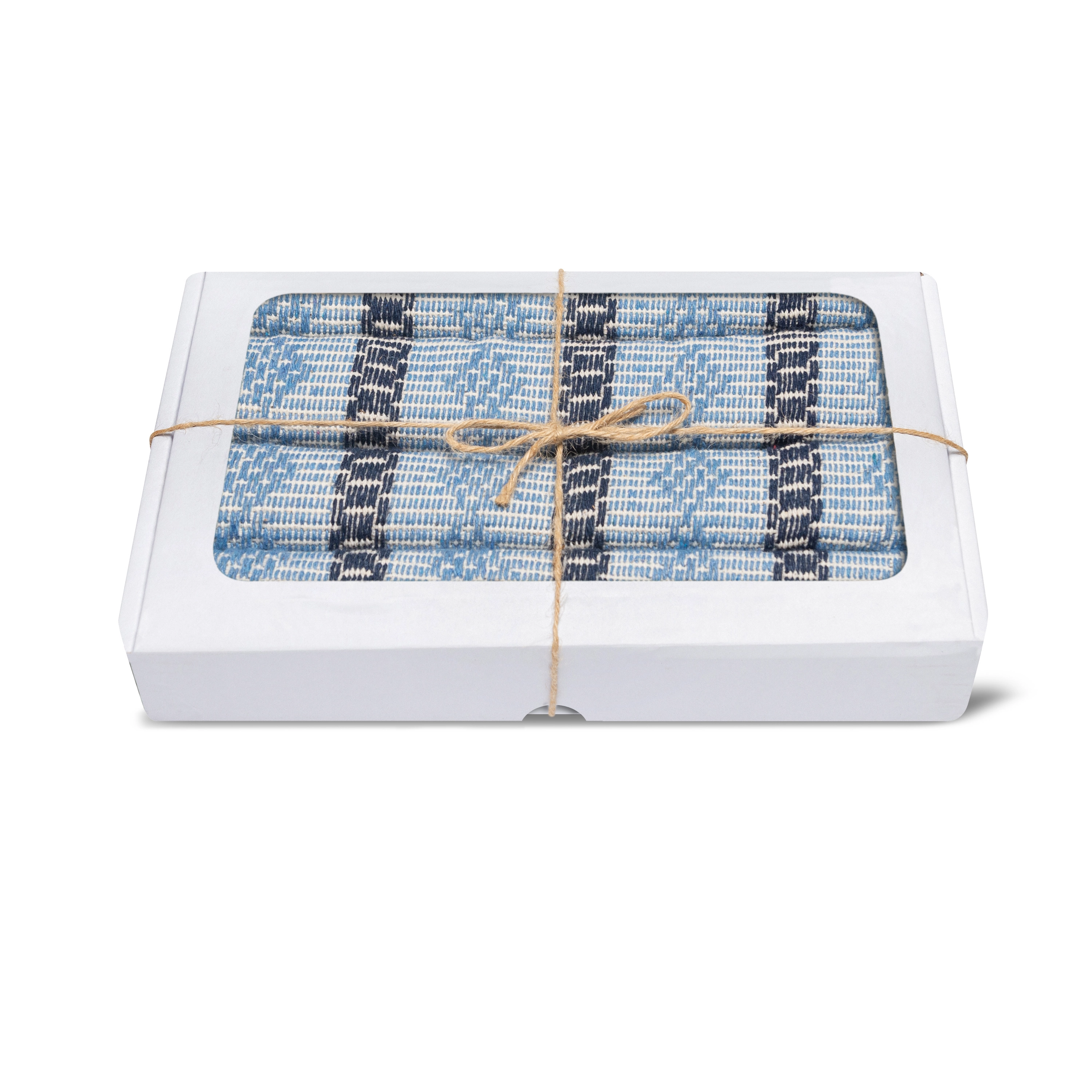 Kit Americano Artesanal 4 Pcs Listrado Azul Est.14