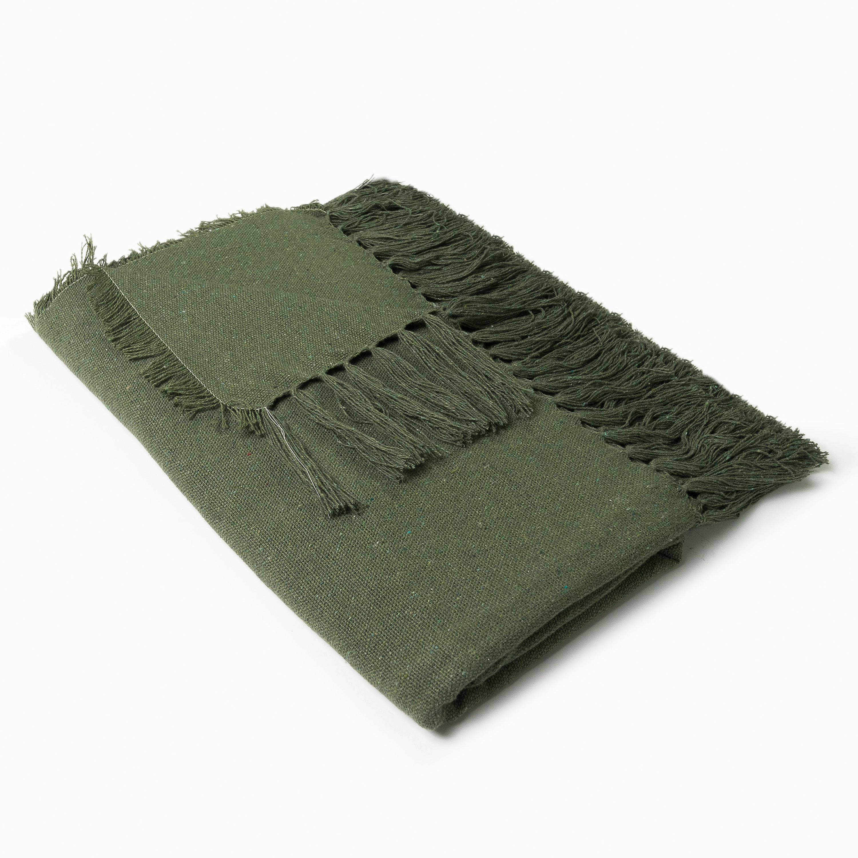 Manta Artesanal Solid Verde Oliva 1,40x1,40m