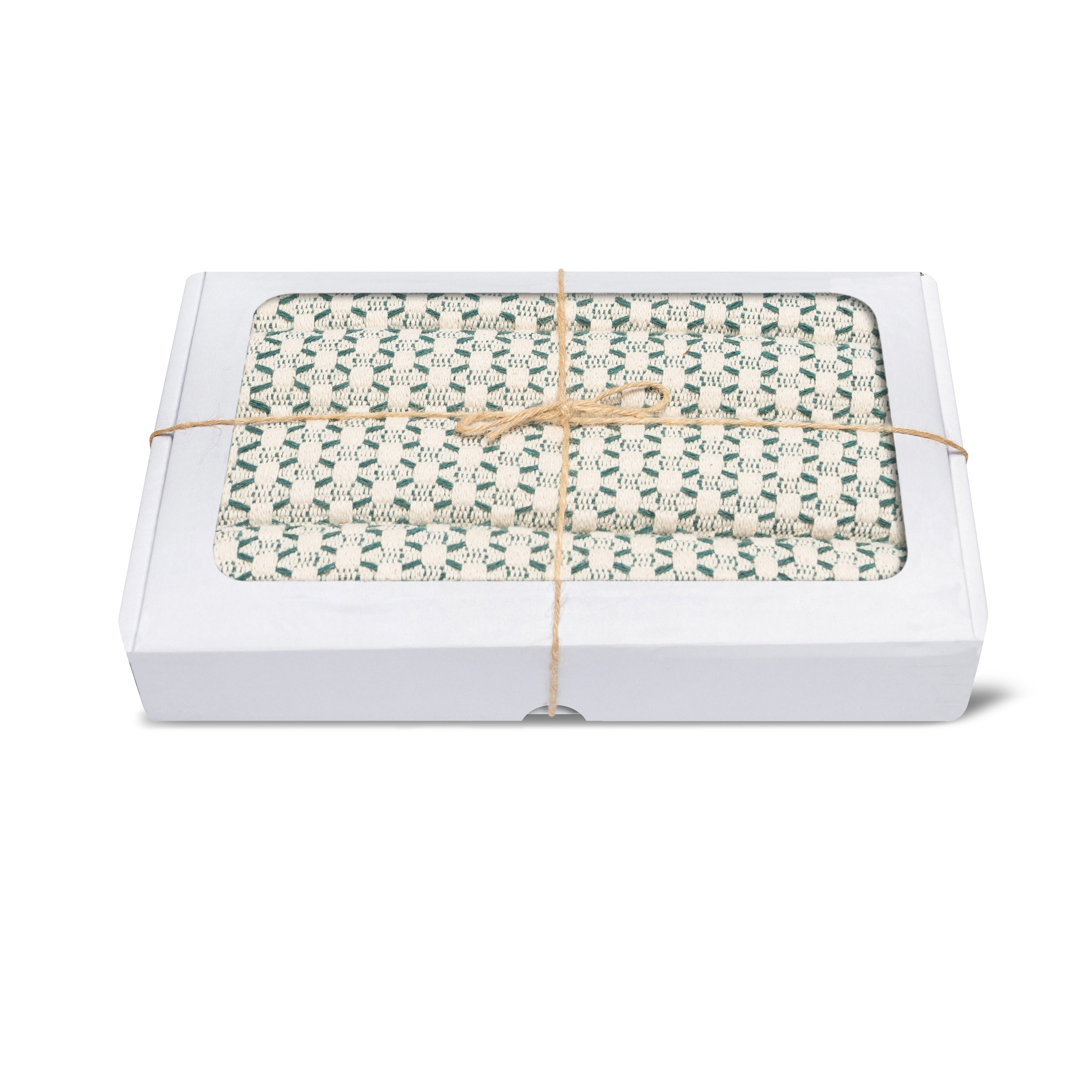 Kit Americano Artesanal 4 Pcs Jacquard Verde Est.08