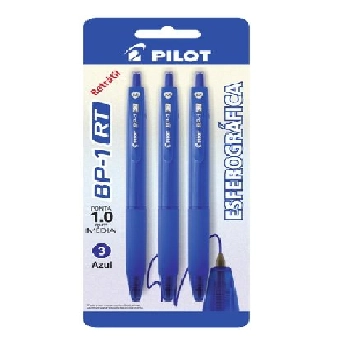 Caneta Esferográfica Cor Azul Bp 1rt Ponta 1.0mm 3und