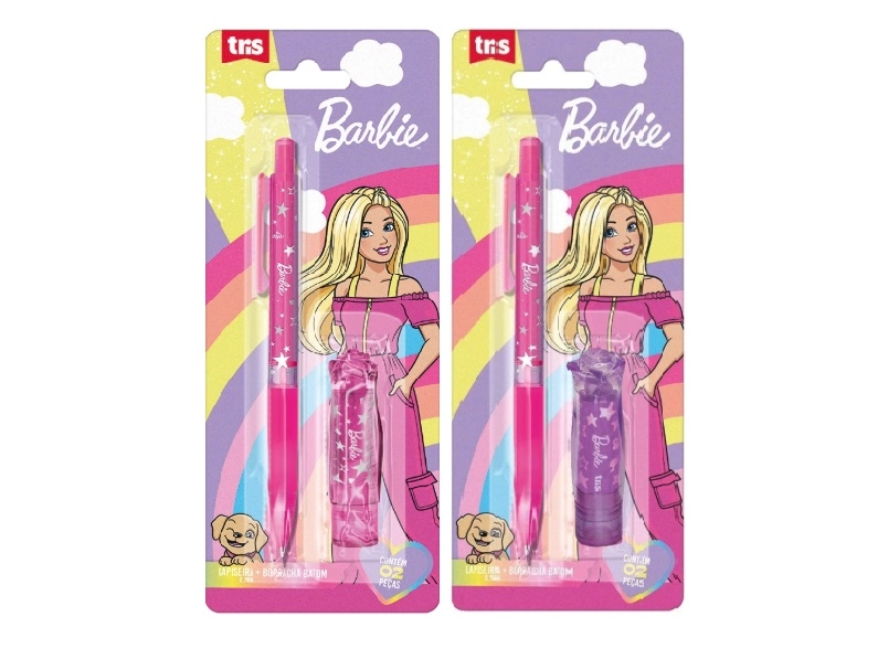 Lapiseira 0.7mm Licenciada Blister Barbie Borracha Batom 56514 Tris