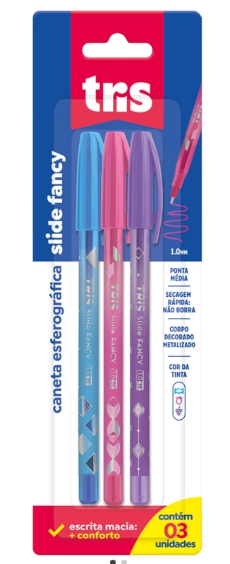 Caneta Esf Tris Slide Fancy 1.0 Cart 3un