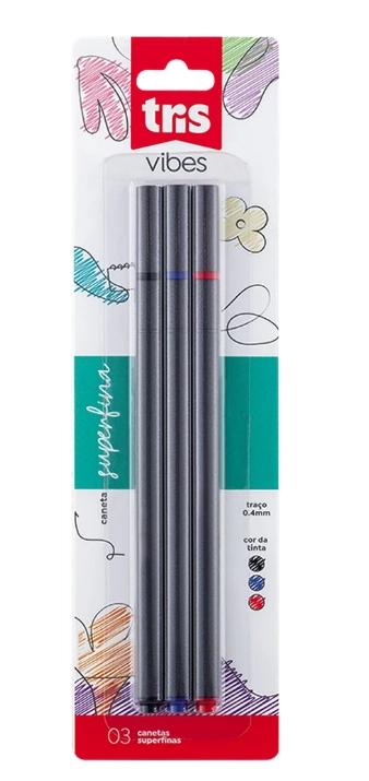 Caneta Super Fina Tris Vibes Cart 3un