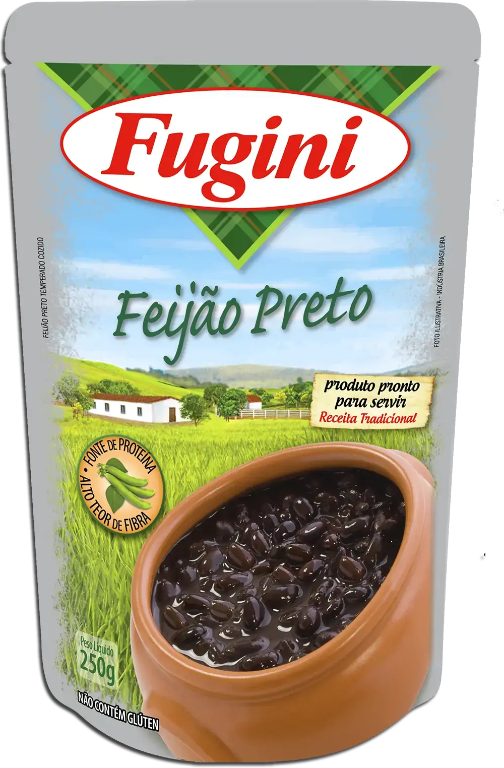 Feijão Preto Cozido Temperado Fugini Sachê 250g