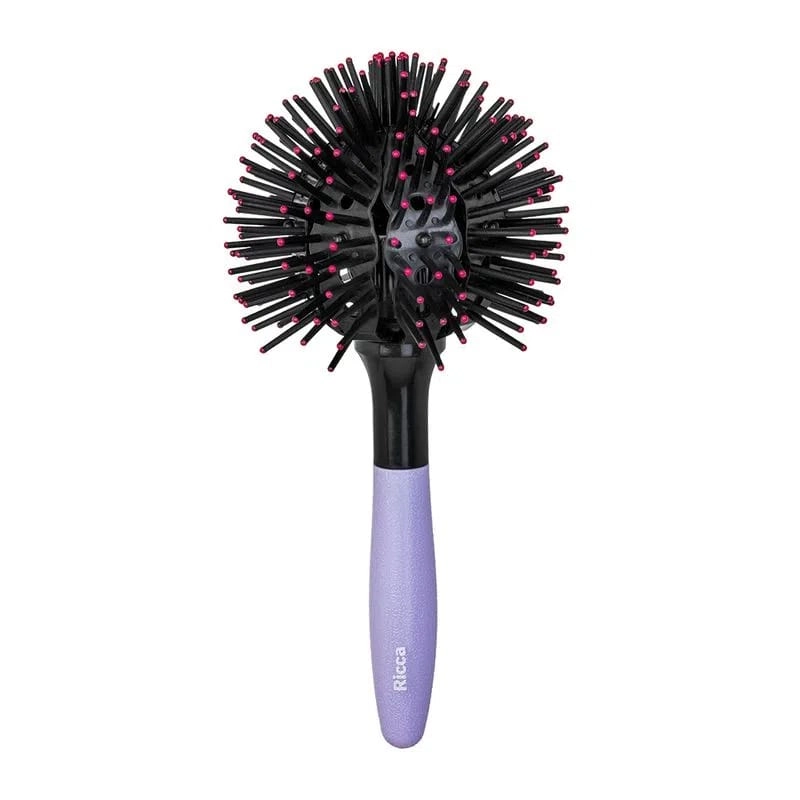Escova Para Cabelo Modeladora Vazada Esférica Lilás 360 Ricca Premium