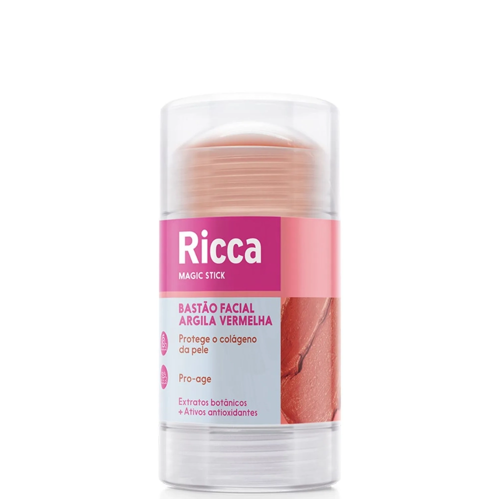 Bastão Facial Argila Vermelha Ricca Magic Stick Frasco 78g