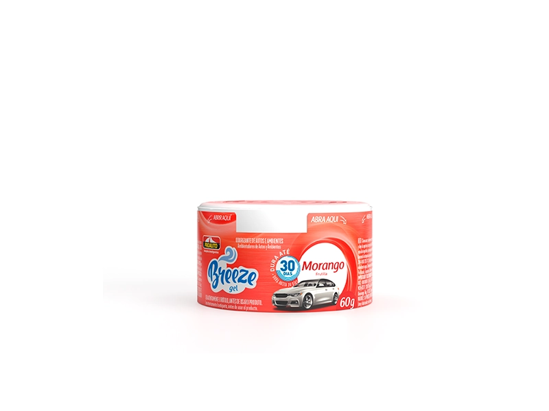 Odorizador Gel De Autos E Ambientes Morango Proauto Breeze Pote 60g