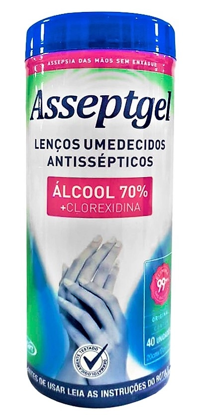 Lencos Umedecidos Asseptgel P/maos 40und