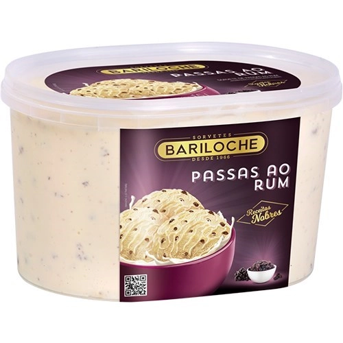 Sorvete Bariloche 1,5kg Passas Ao Rum