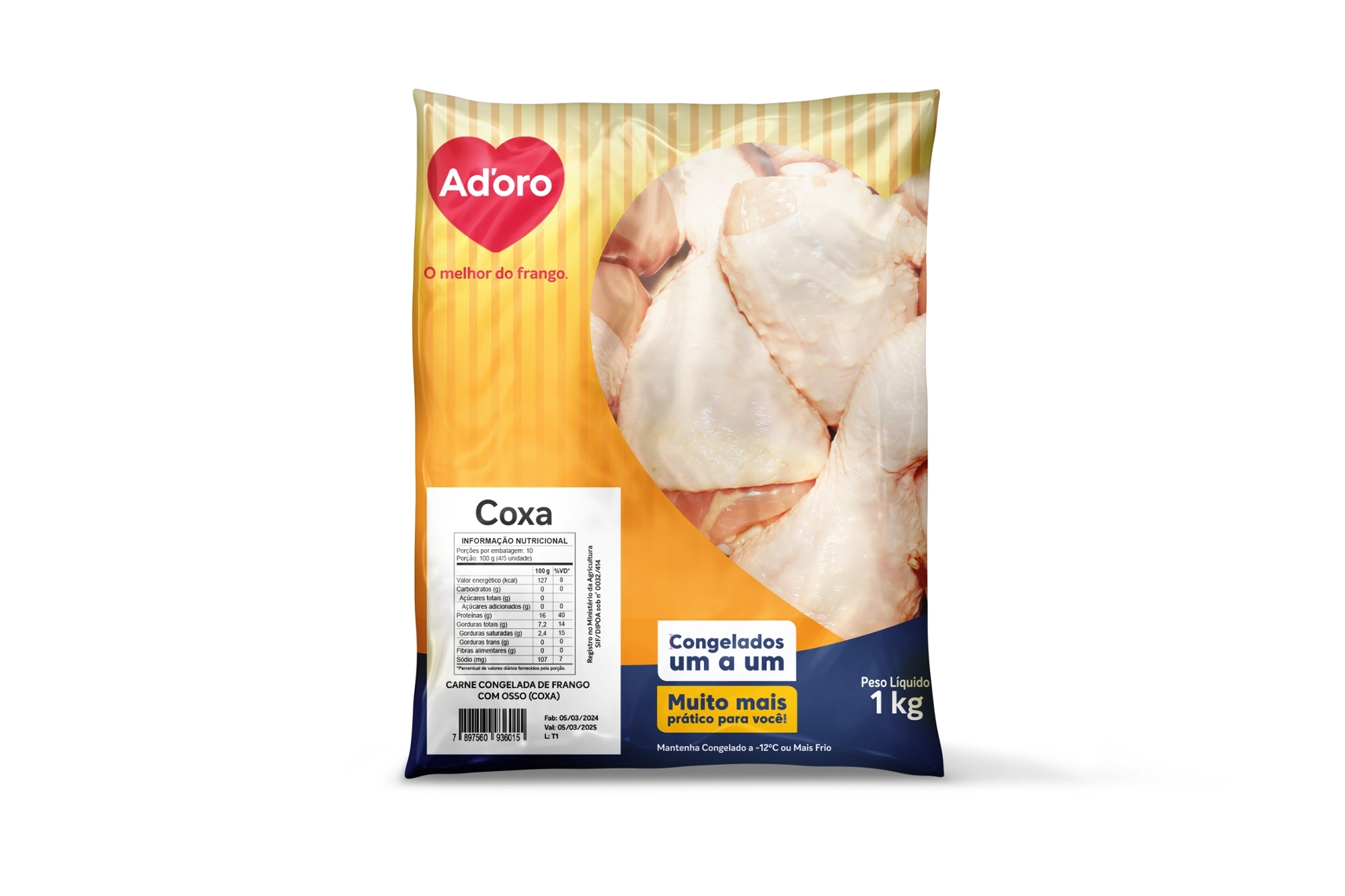 Coxa Congelada Iqf 1kg 250cx