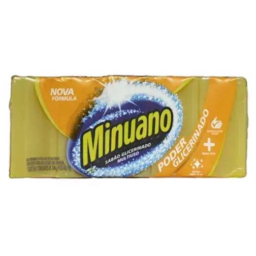 Sabão Barra Glicerinado Multiuso Neutro Minuano Pacote 1kg 5 Unidades