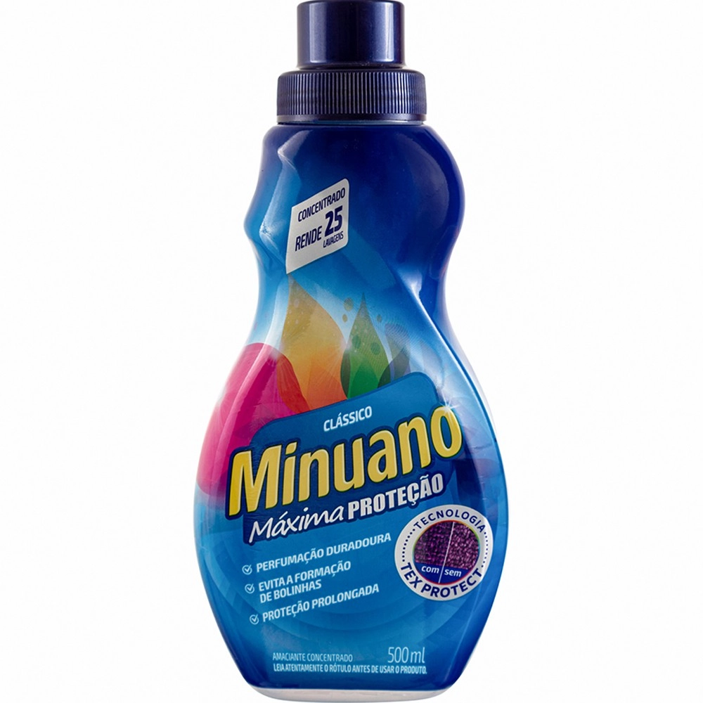 Amaciante De Roupa Concentrado Clássico Minuano Máxima Proteção Frasco 500ml