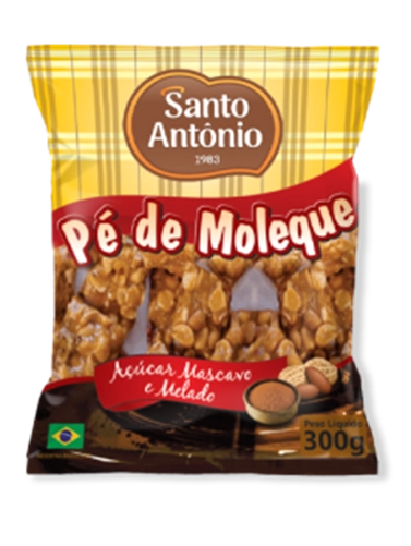 Pé De Moleque Com Açúcar Mascavo E Melado Santo Antônio Pacote 300g