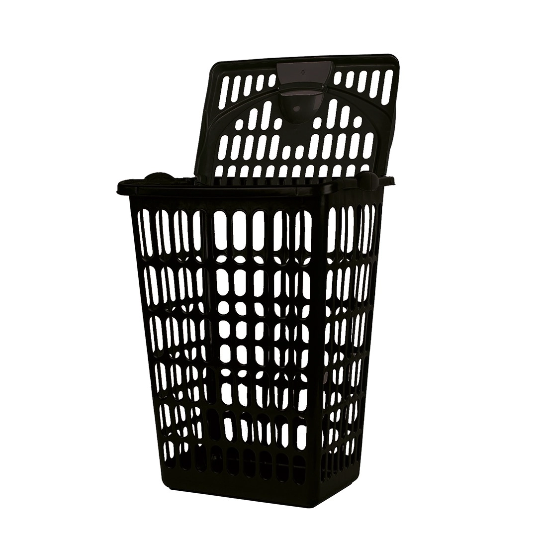 Cesto Telado Retangular Com Tampa Branco Plãsticos Mb 48l