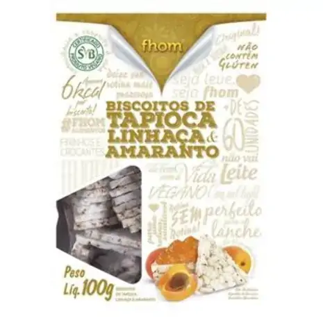 Biscoito De Tapioca, Linhaça E Amaranto Fhom Caixa 100g