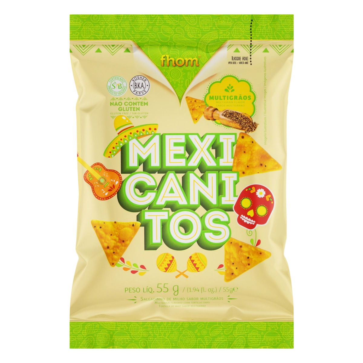 Salgadinho De Milho Multigrãos Fhom Mexicanitos Pacote 55g