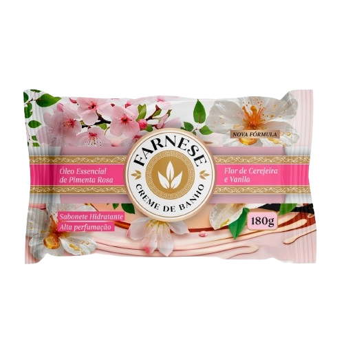 Sabonete Barra Hidratante Flor De Cerejeira E Vanila Farnese Flow Pack 180g