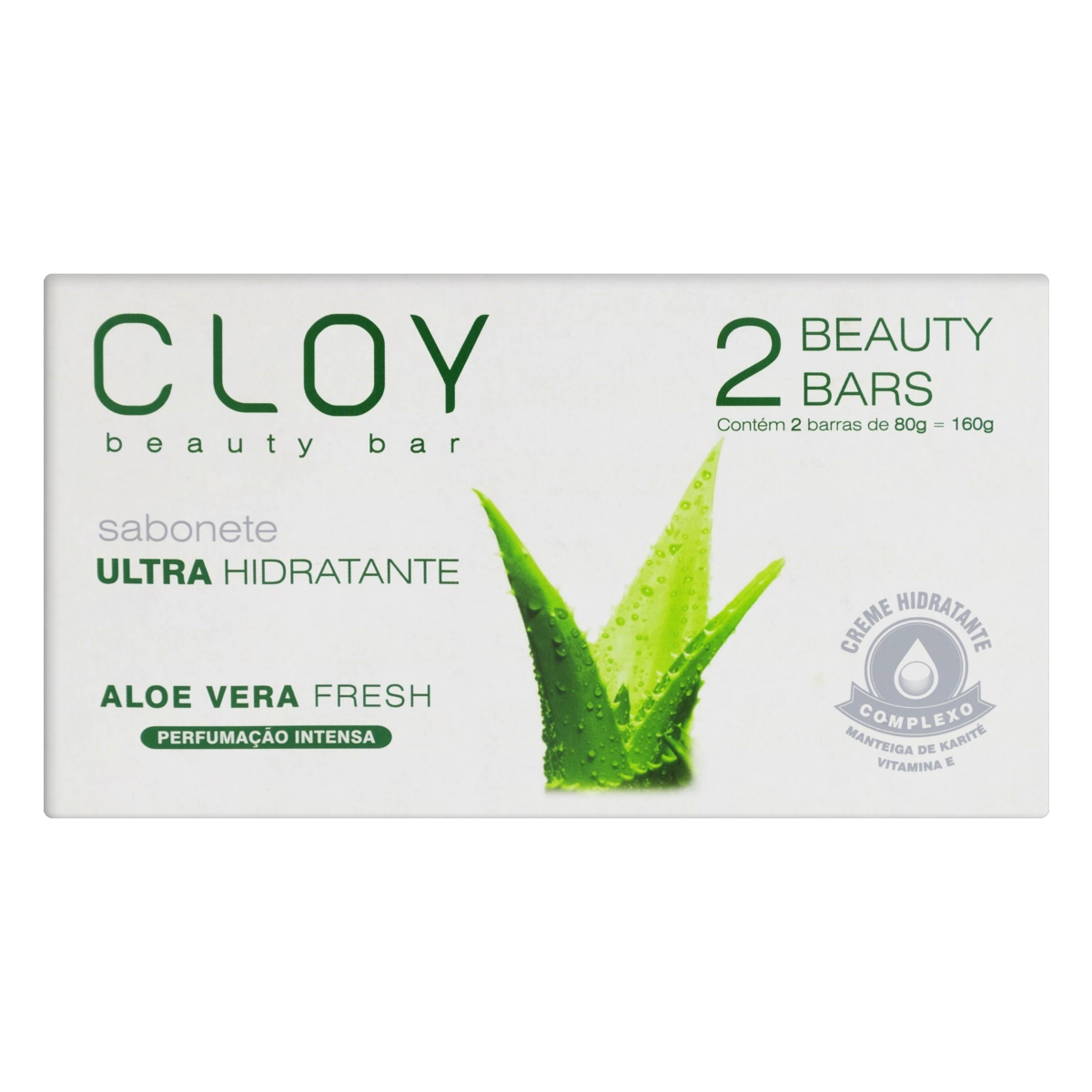 Sabonete Barra Ultra Hidratante Aloe Vera Fresh Cloy Beauty Bar Caixa 160g 2 Unidades