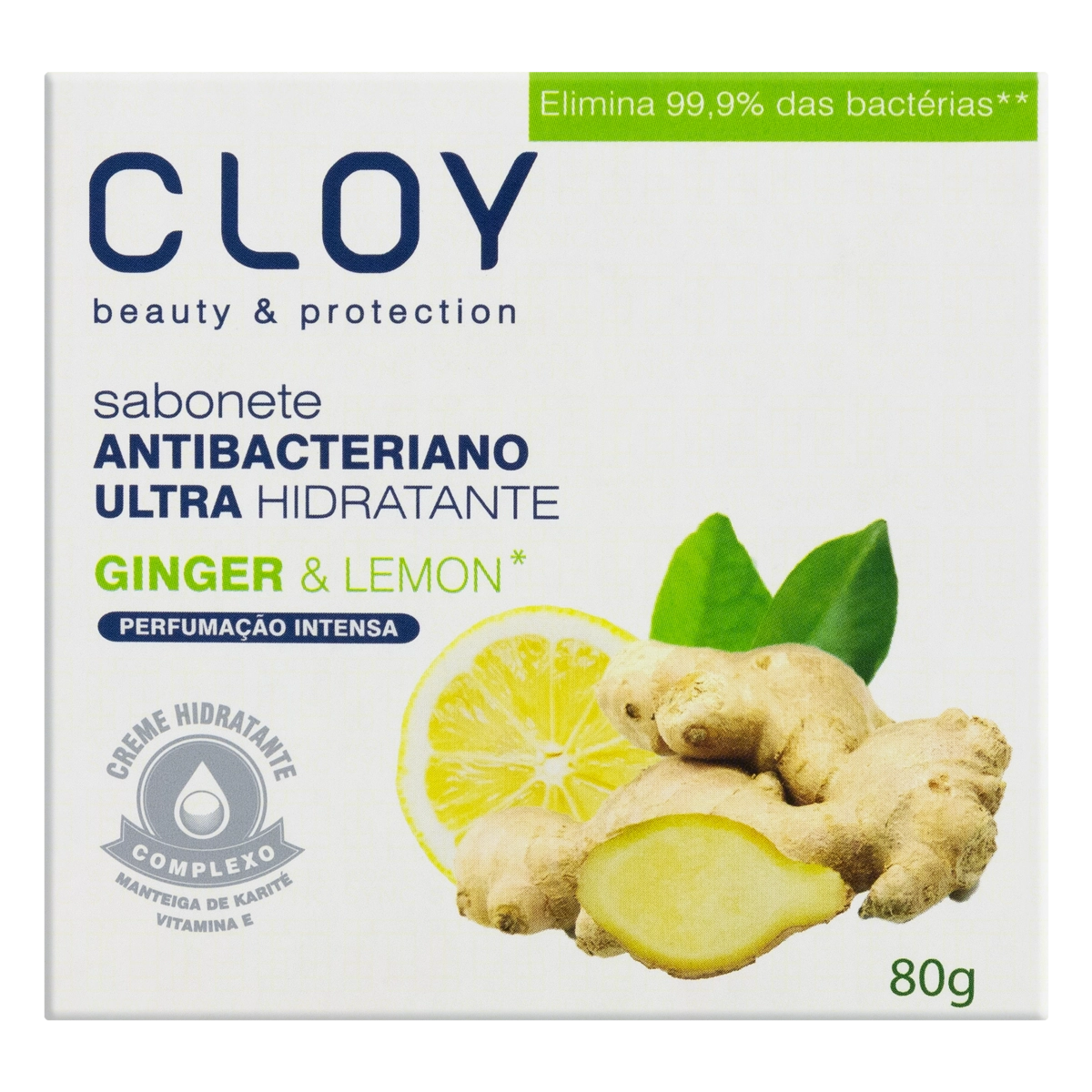 Sabonete Barra Antibacteriano Vegetal Ginger Lemon Cloy Detox Purificante Caixa 80g