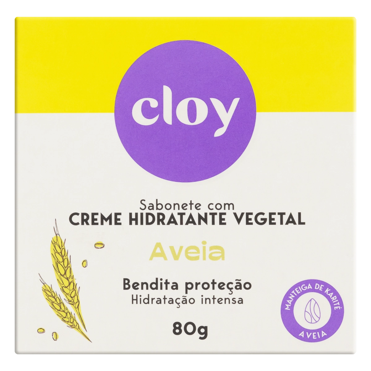 Sabonete Barra Hidratante Vegetal Aveia Cloy Bendita Proteção Caixa 80g