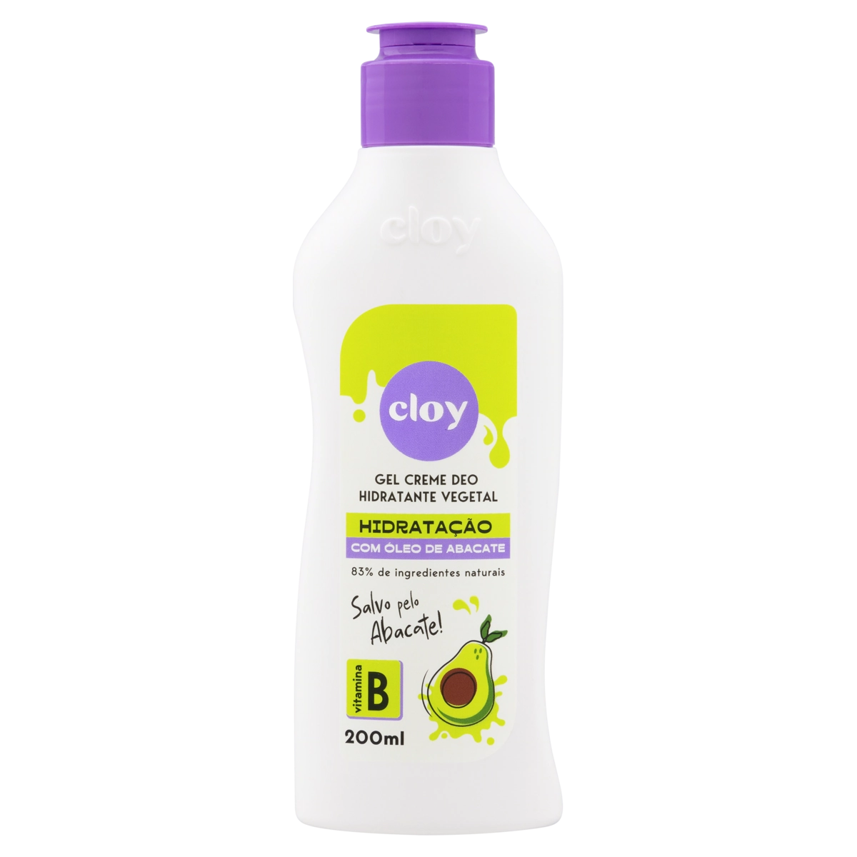 Gel Creme Deo Hidratante Vegetal óleo De Abacate Cloy Frasco 200ml