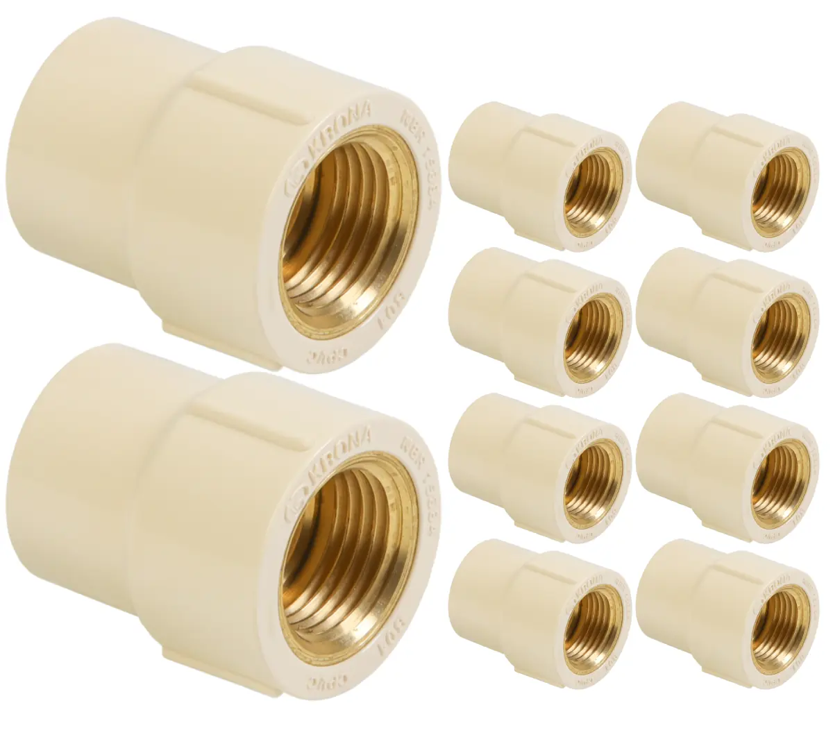 Luva Trans Ff Cpvc 22mm X 3/4 pol 10 Peças Ultraterm Krona