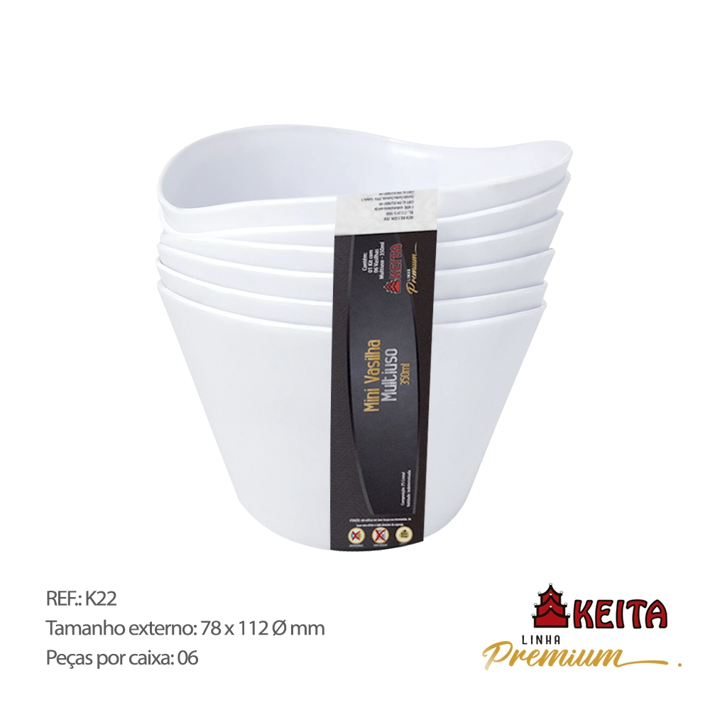 Mini Vasilha Multiuso Keita Branca 350ml C/6
