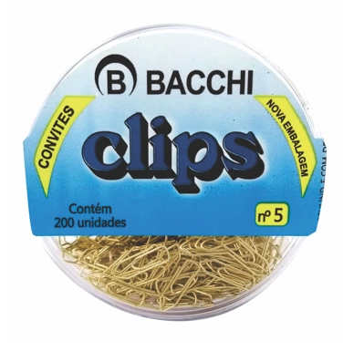 Clips Dourado 5 C/200 Cx Plastica R.1403 0 Atacado Ind Unid Bacchi