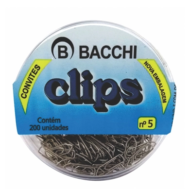 Clips Niquelado N5 200un 014139 Bacchi
