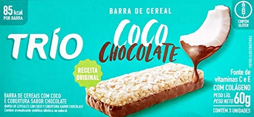 Barra De Cereais Trio Coco E Cobertura Sabor Chocolate