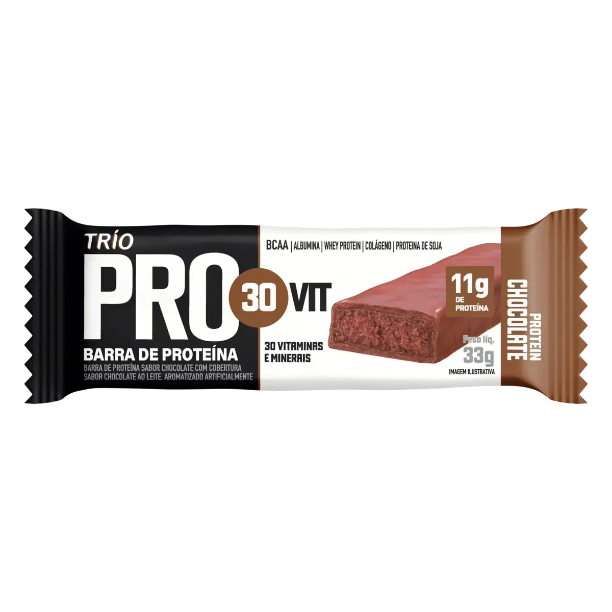 Barra De Proteína Fondue De Chocolate Cobertura Chocolate Ao Leite Trío Protein Pacote 33g