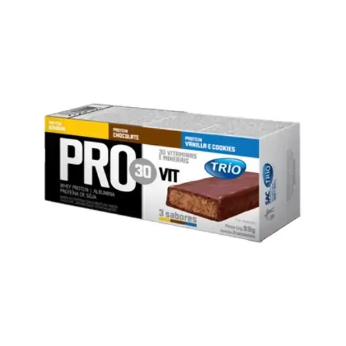 Barra De Proteína Pro30vit Trio 3 Sabores 3unidade X