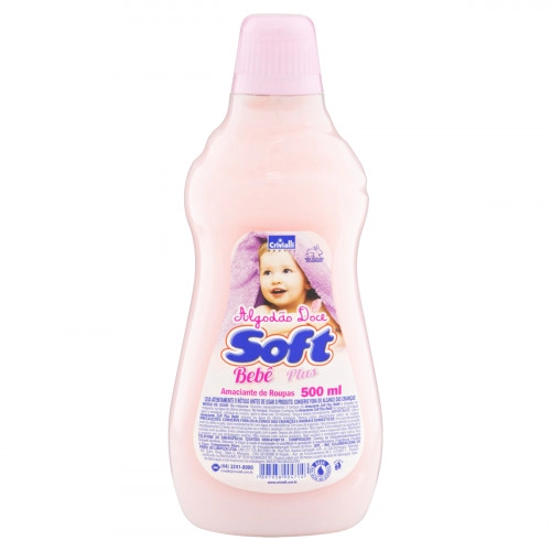 Amaciante De Roupa Diluído Algodão Doce Soft Plus Bebê Frasco 500ml