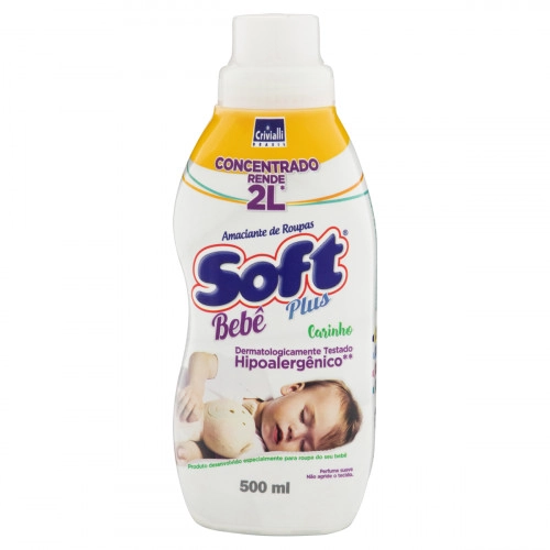 Amaciante De Roupa Concentrado Carinho Soft Plus Bebê Frasco 500ml
