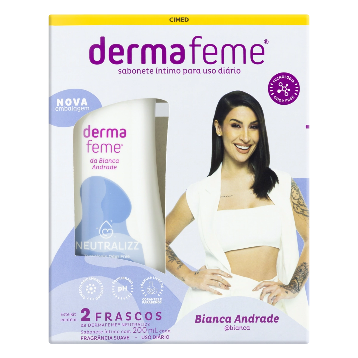 Pack Sabonete Líquido íntimo Suave Neutralizz Dermafeme Frasco 2 Unidades 200ml Cada