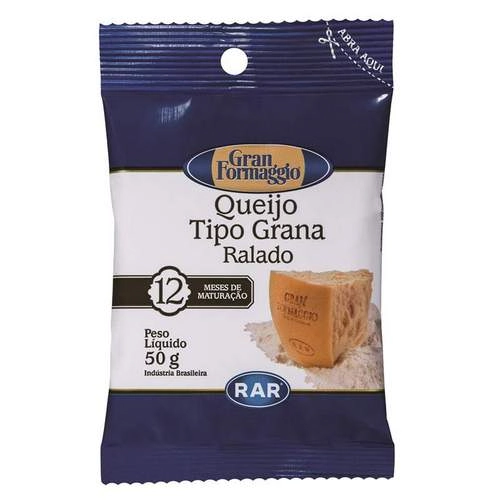 Queijo Tipo Grana Ralado Gran Formaggio Pacote 50g